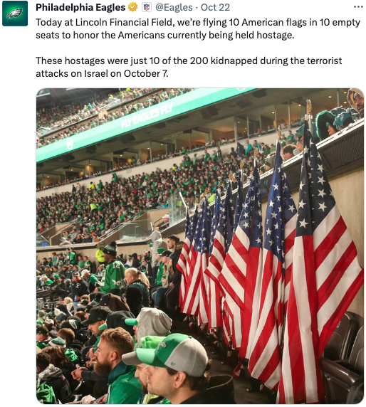 Eagles honor American hostages in Gaza